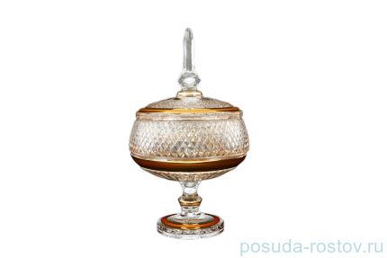 Конфетница 15 см с крышкой н/н &quot;Хрусталь /Матовая полоса с золотом&quot; / 122533