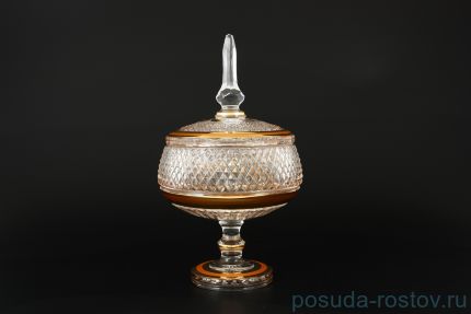 Конфетница 15 см с крышкой н/н &quot;Хрусталь /Матовая полоса с золотом&quot; / 122533