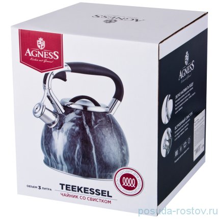 Чайник 3 л со свистком термоаккумулирующее дно индукция  &quot;Agness&quot; / 196314