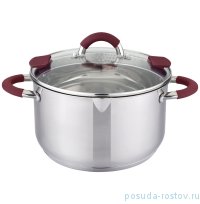 Кастрюля 19,5 х 12 см со сливом силиконовые держатели бордовые 2,9 л &quot;agness&quot; / 196239