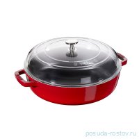 Сотейник 24 см со стеклянной крышкой 2,4 л вишневый &quot;STAUB&quot; / 247955