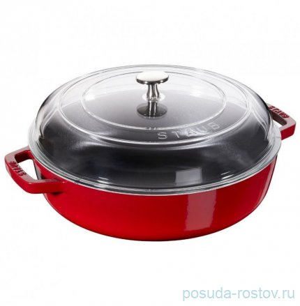 Сотейник 24 см со стеклянной крышкой 2,4 л вишневый &quot;STAUB&quot; / 247955