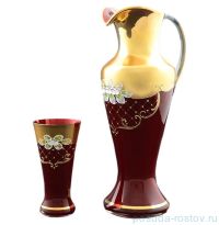 Набор для воды 7 предметов (кувшин 2 л + 6 стаканов) &quot;Иксовка /Лепка красный с золотом&quot; S-A / 064084