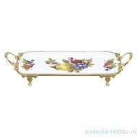 Поднос 49 х 20 см прямоугольный н/н с ручками &quot;Фрукты&quot; / 272460