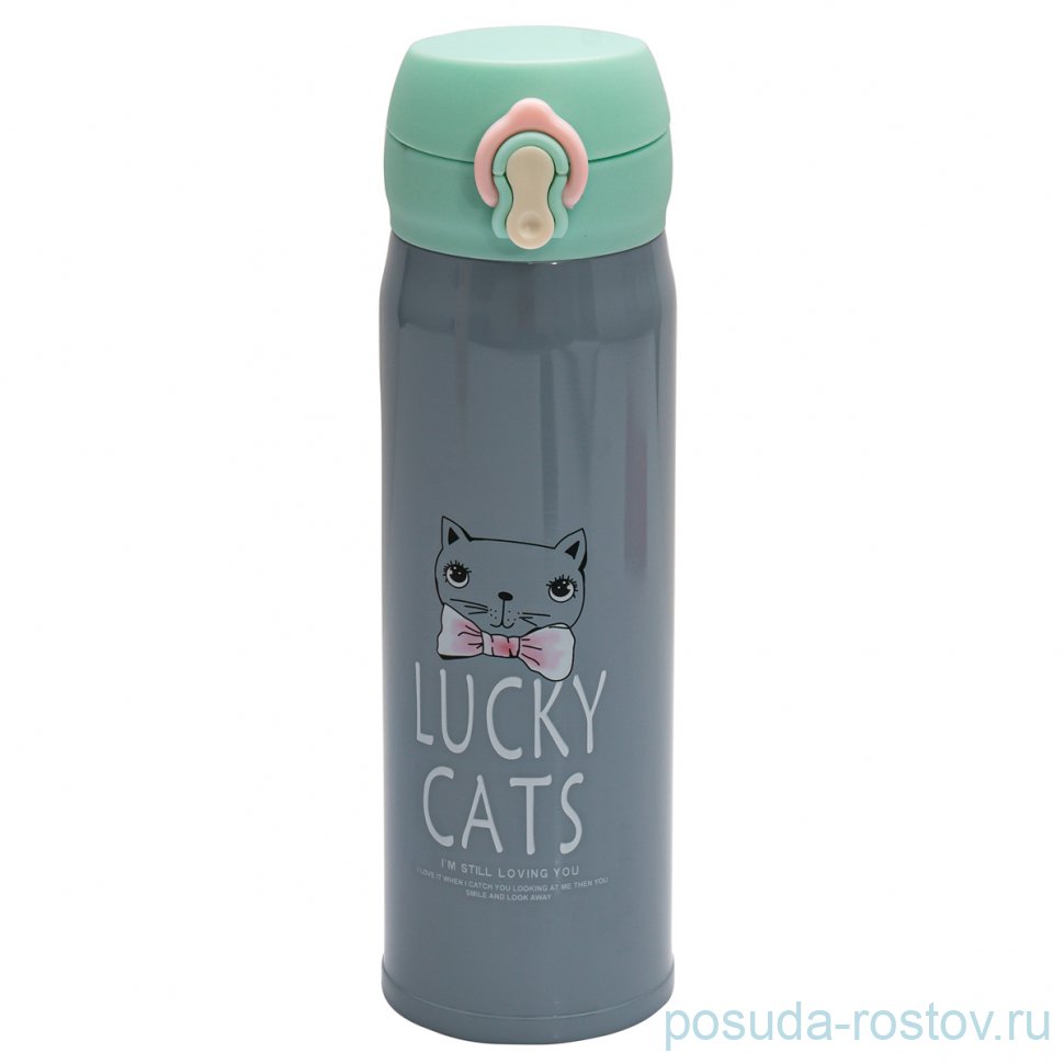 Термос серый "Lucky cats" / 223726