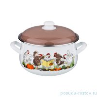 Кастрюля 20 х 12 см с крышкой эмалированная 3,3 л &quot;Куриный переполох&quot;  / 199003