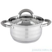 Кастрюля 16 x 9,5 см со стеклянной крышкой серые ручки 1,6 л &quot;classic&quot; / 273874