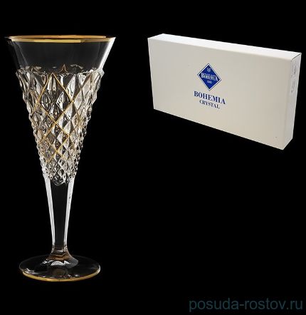 Бокалы для белого вина 250 мл 6 шт &quot;Chelsey /С золотом&quot; хрусталь Йиглава / 142661