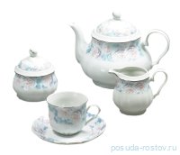 Чайный сервиз на 6 персон 15 предметов &quot;Роза /Голубая роза /платина&quot; / 232352
