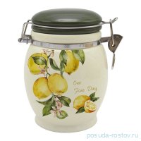 Банка для сыпучих продуктов 11,5 х 15 см с зажимом 700 мл &quot;Лимоны&quot; / 277687