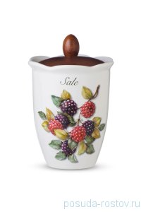 Банка для сыпучих продуктов 19 см с деревянной крышкой Соль &quot;Artigianato ceramico /Лесные ягоды&quot; / 243554
