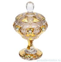 Ваза для конфет 16,5 см с крышкой н/н &quot;Хрусталь с золотом&quot; / 064772