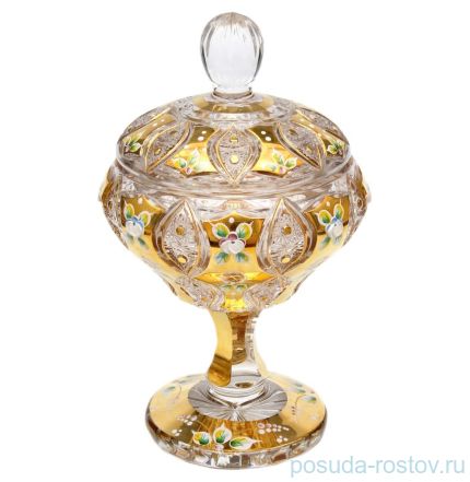 Ваза для конфет 16,5 см с крышкой н/н &quot;Хрусталь с золотом&quot; / 064772