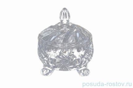 Вазочка 10 см с крышкой на 3-х ножках прозрачная &quot;Резная цветная&quot; / 098818