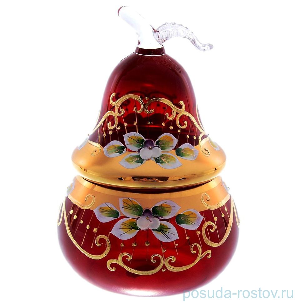 Ваза 14,5 см с крышкой - груша "Лепка красная" SC / 153996