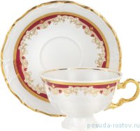 Блюдце 15,7 см 1 шт &quot;Мария-Луиза /Лилии на красном&quot; / 214961