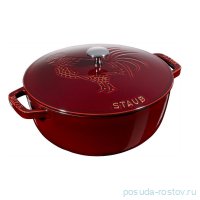 Кокот 24 см с крышкой гранатовый 3,6 л &quot;Петух&quot; / 252717