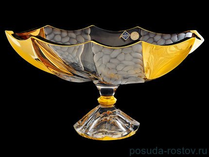 Ваза для фруктов 39 см н/н &quot;Calypso /С золотом&quot; хрусталь Йиглава / 030079