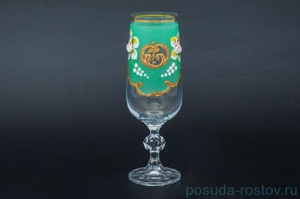 Бокалы для шампанского 180 мл 6 шт &quot;Клаудия /Лепка зелёная&quot; / 026563