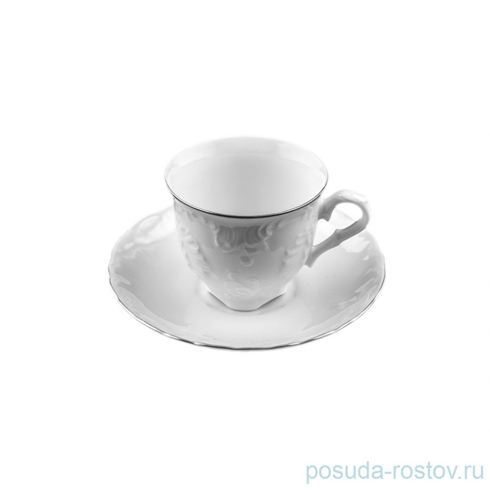 Кофейная пара 100 мл 1 шт "Рококо /Отводка платина" (блюдце 12,5 см) / 131024