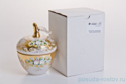 Вазочка с крышкой - яблоко &quot;Лепка белая&quot; маленькая / 046756