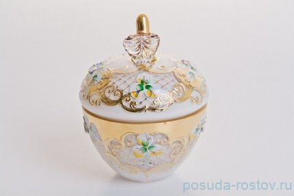 Вазочка с крышкой - яблоко &quot;Лепка белая&quot; маленькая / 046756