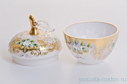Вазочка с крышкой - яблоко &quot;Лепка белая&quot; маленькая / 046756