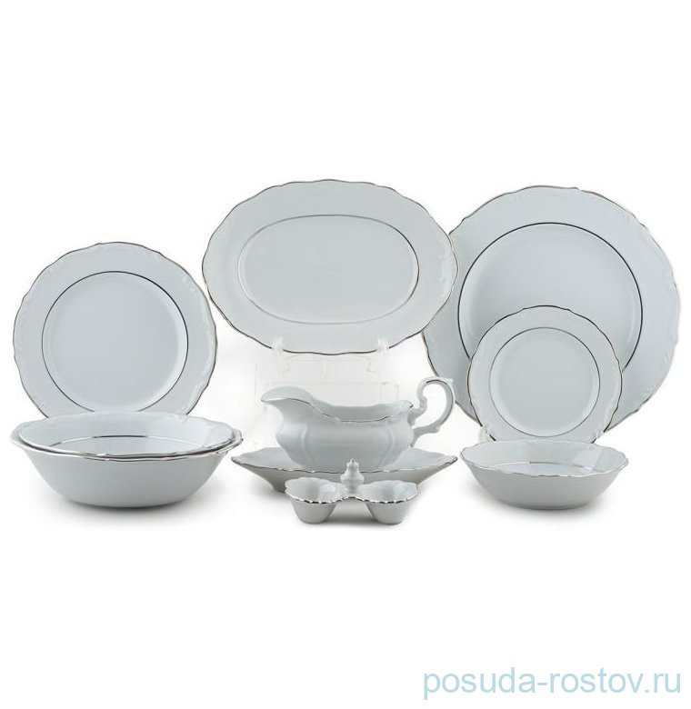 Столовый сервиз на 6 персон 25 предметов (без супника) "Престиж /Marquise Platinum" (салатники) / 342031