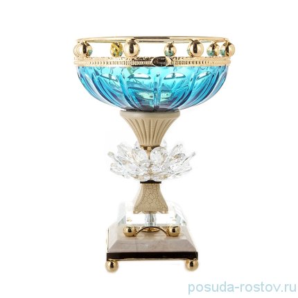 Ваза для конфет 18 см н/н &quot;Розаперла /Ивонн /Голубая&quot; / 280077
