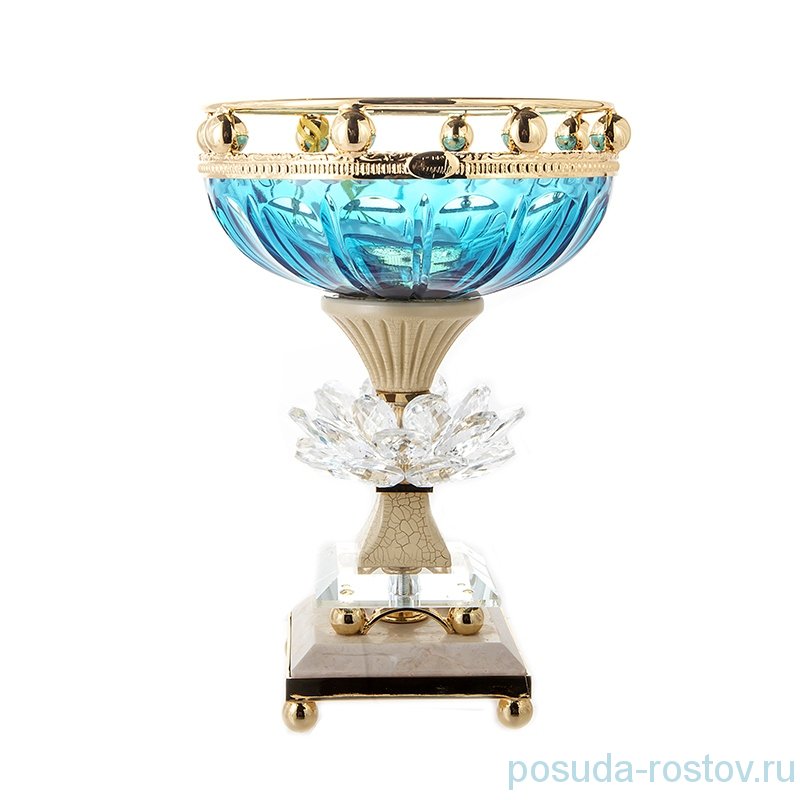 Ваза для конфет 18 см н/н "Розаперла /Ивонн /Голубая" / 280077