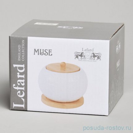 Сахарница 450 мл 12 х 9,5 см с деревянной крышкой на деревянной подставке &quot;Muse&quot; / 370154