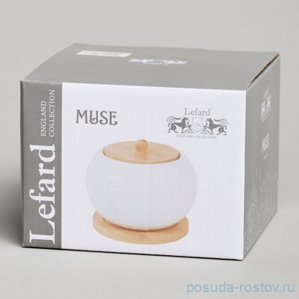 Сахарница 450 мл 12 х 9,5 см с деревянной крышкой на деревянной подставке &quot;Muse&quot; / 370154