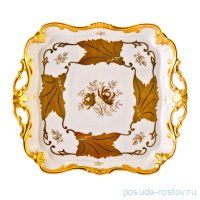 Блюдо 30 см квадратное &quot;Кленовый лист /Белый&quot; / 015573