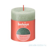 Свеча Рустик 8 х 6,8 см &quot;Sunset /Туманно зеленый + оксидный синий /Bolsius&quot; (время горения 35 ч) / 278294