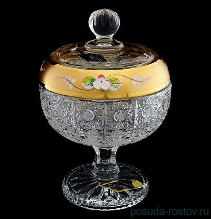 Ваза для конфет 11,6 см с крышкой н/н &quot;Хрусталь с золотом&quot; / 059302
