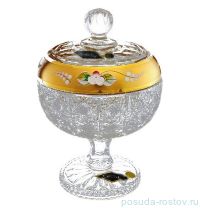 Ваза для конфет 11,6 см с крышкой н/н &quot;Хрусталь с золотом&quot; / 059302