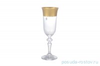 Бокалы для шампанского 150 мл 6 шт &quot;Кристина /Матовая полоса /золото&quot; AS Crystal / 145969