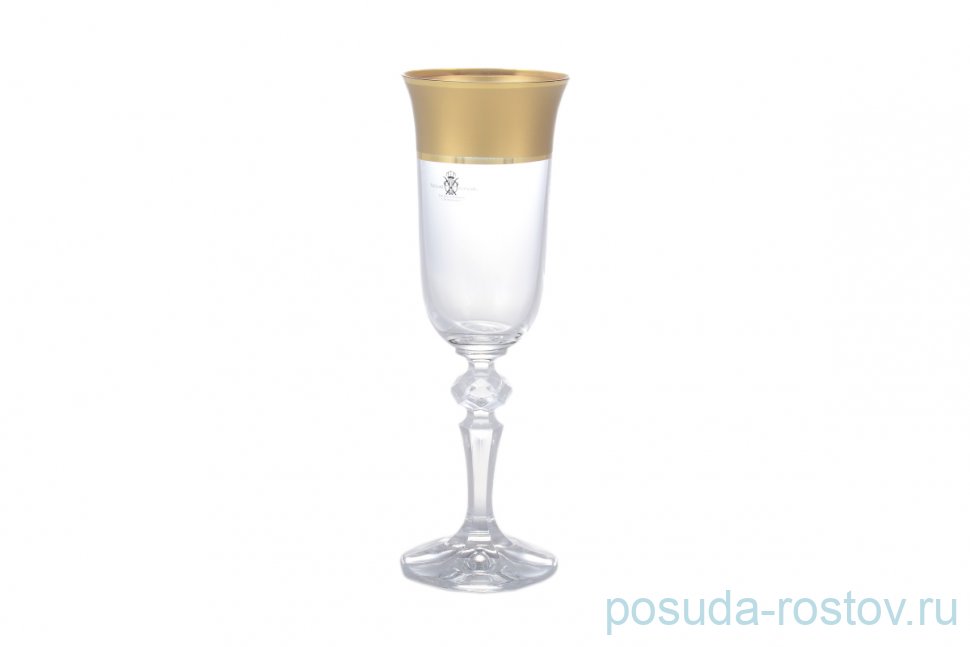 Бокалы для шампанского 150 мл 6 шт "Кристина /Матовая полоса /золото" AS Crystal / 145969