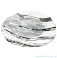 Ваза для фруктов 43 см плоская &quot;Platinum wave /Без декора&quot; хрусталь Йиглава / 030095