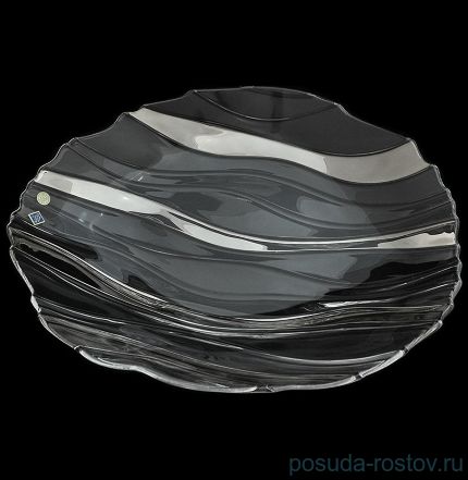 Ваза для фруктов 43 см плоская &quot;Platinum wave /Без декора&quot; хрусталь Йиглава / 030095