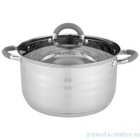 Кастрюля 24 x 13,5 см со стеклянной крышкой серые ручки 5,6 л &quot;Classic&quot; / 273878