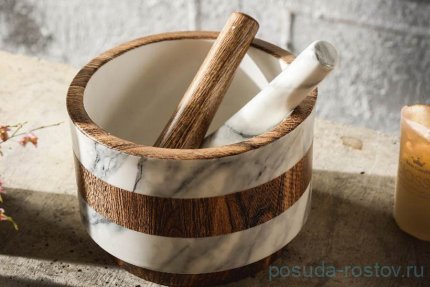 Ступка с пестиком 15 см &quot;Wood&amp;Marble&quot; (инд.упаковка) / 354829