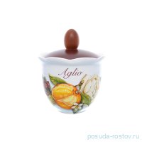 Банка для сыпучих продуктов 13 см деревянная крышка Чеснок &quot;Artigianato ceramico /Апельсин и роза&quot; / 228327