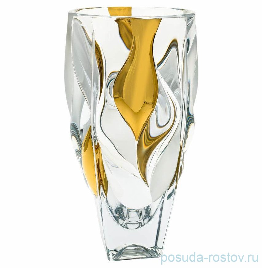 Ваза для цветов 30 см "Bamboo /с золотом" хрусталь Йиглава / 314197