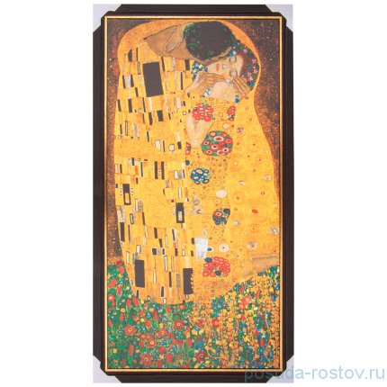 Картина 50 х 100 см &quot;Поцелуй /Г. Климт&quot; /рамка венге с золотом / 275138