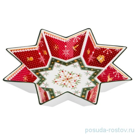 Салатник 32 см звезда &quot;christmas collection /снежинка красная&quot; / 192430