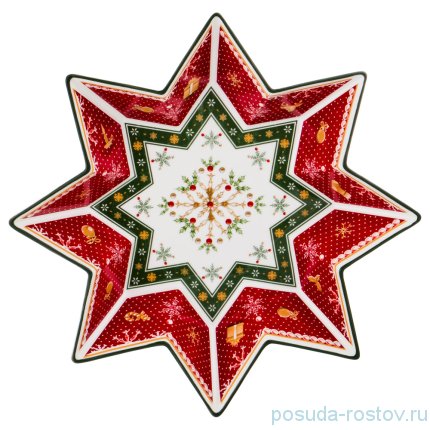 Салатник 32 см звезда &quot;christmas collection /снежинка красная&quot; / 192430