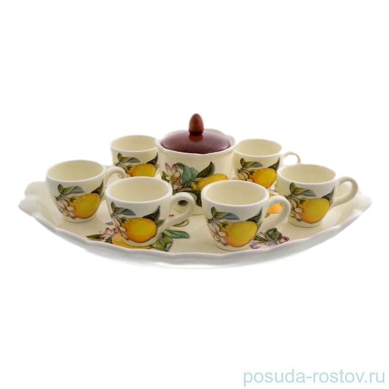 Кофейный набор на 6 персон 9 предметов "Artigianato ceramico /Лимоны" / 156784