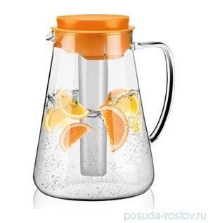 Кувшин для воды 2.5 л с ситечком для настаивания и охлаждающей частью оранжевый "TEO"  / 141745