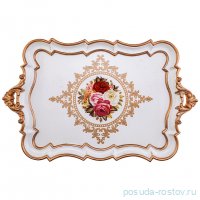 Поднос 58,5 х 37 х 4,5 см прямоугольный с ручками &quot;Розы&quot; / 186630